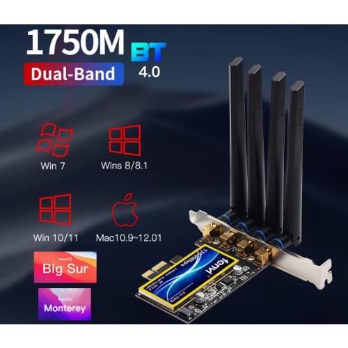 1750Mbps Fenvi T919 PCIe Desktop Wifi Card Adapter Bluetooth 4.0 Dual Band 802.11ac Wireless Adapter BCM94360 MacOS Hackintosh