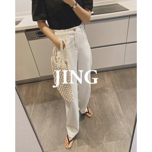 2021 Womens High Waist White Long Denim Pants Jeans Trousers Y2k Girls Za Woman Streetwear Mom Baggy Vintage Clothes Oversize
