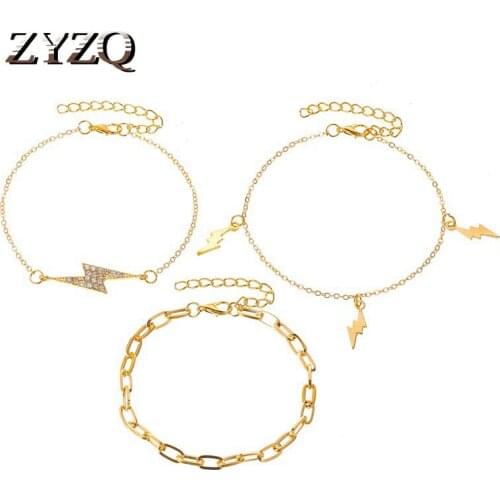 ZYZQ Fashion 3-piece Bracelet Creative New Lightning Bracelet Womens Bangle Combination Set Decoration