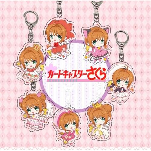 1pc Anime acrylic key chain ornament magic card girl sakura Card Sakura Keychain Keyrings Pendant LLavero