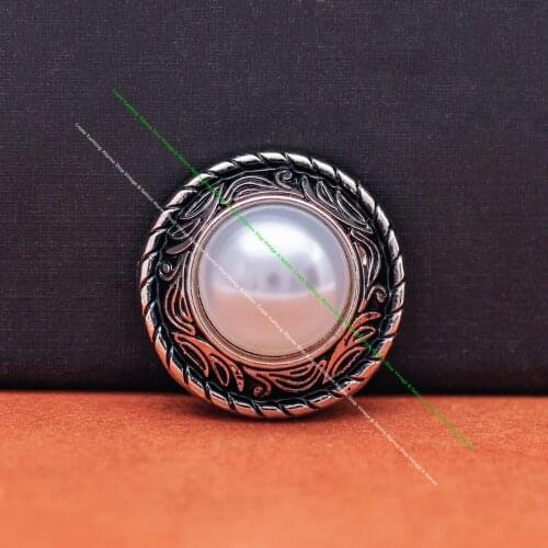 10X Antique Silver Luxury White Pearl Bead Flower Engraved Cone Concho for Belt Leathercraft Saddle Bridle Accessories