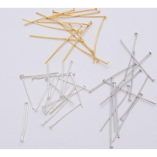 200pcs/lot Length 20 22 24 26 28 30 mm Flat Head Pins Gold Silver Rhodium Color Head Pins For DIY Jewelry Making Findings
