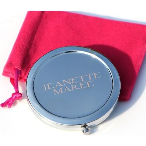 200x Personalized Round Compact Mirrors Free Engraved Wedding gift Mirror With FREE VELVET POUCHES