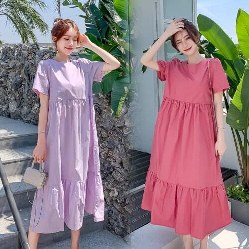 2020 Short Sleeve Vintage long maxi cotton Dress Casual Holiday Boho Beach Dress Vestidos plus size Maternity clothes 6XL 7XL