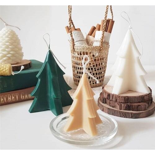 3D Christmas Tree Molds Plaster Home Deco Aromatherapy DIY Candle Mould Handcraft Molds For Candles Christmas Tree Candle Mold