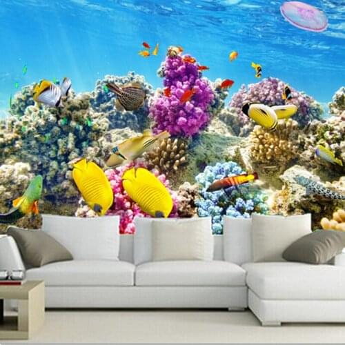 The custom 3D murals,corals Fish Underwater world Animals Nature wallpapers , living room sofa TV wall bedroom wall paper