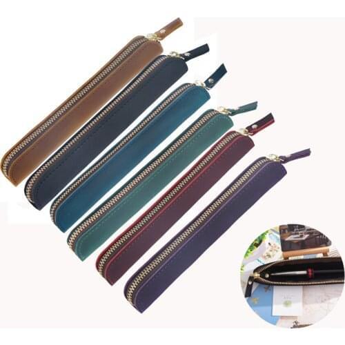 5 PCS Retro Genuine Leather Fountain Pen Case Portable Protective Sleeve for Stylus Anti-lost Pouch Teacher Gifts Wholesale X2