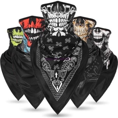 500pcs Winter Fleece Ski Scarf Cycling Snowboard Equipment Bandana Headwear Mask Neck Triangle Thicken Men Skull Bibs