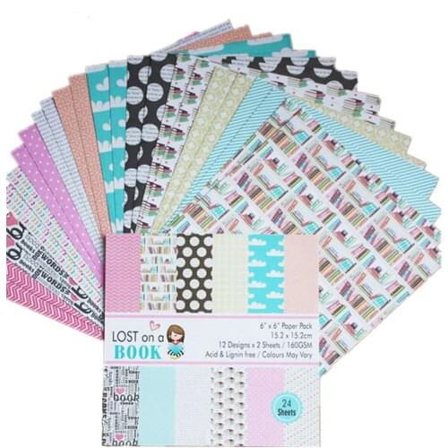 6 Inch 24 Sheets Scrapbooking Paper Patterned Paper Scrapbook Material Mixed Color
