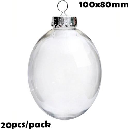 Promotion - 20 Pieces x DIY Paintable/Shatterproof Christmas Decoration Ball/Ornament 100*80mm Fillable Plastic Egg/Drop