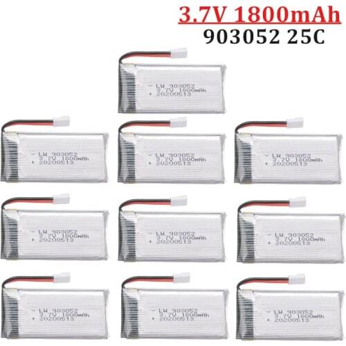 1/2/5/10PCS 3.7v 1800mAh Rechargeable Battery for SYMA X5SW X5 X5S X5C M18 H5P KY601S 903052 3.7v Lipo battery with XH2.54 Plug