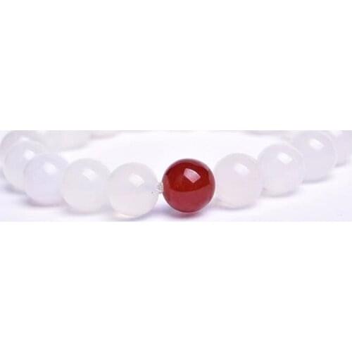White chalcedony bracelet Natural stone bead healing bracelet for men and women Party gift