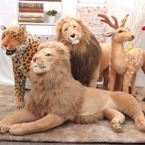 Big Size 80cm/110cm/120cm Real Life Lion Leopard Stuffed Plush Toys Simulation Artificial Animal Doll Home Decor Accessories
