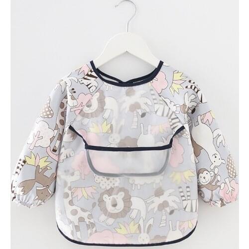 Baby Feeding Bib Apron Waterproof Lovely Cute Baby Bib Long Sleeve Baberos Cartoon Bandana Bibs Baby Self Feeding Sleeve Bibs