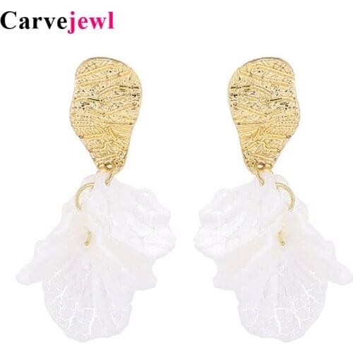 Carvejewl New design Crack shell earrings contracted joker White Petal Flower Earrings Personality Sweet Irregular drop Earrings