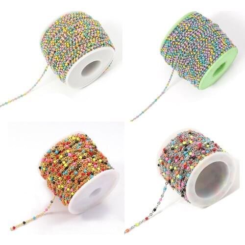 2Meters Colorful Gold Necklace Chain Stainless Steel Cable Enamel Bulk Multicolor Accessories for Jewelry Making Wholesale DIY