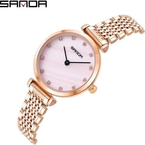 2020 Fashion Sanda Top Brand Women Watch Luxury Diamond Ladies Wristwatches Stainless Steel Gold Mesh Strap Female Quartz