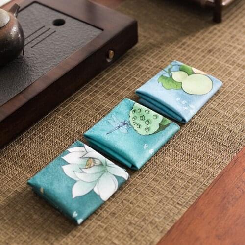 Microfiber Tea Towels Thickened Absorbent Rag Hand-painted Household Kitchen Towel Tea Accessories Cleaning Cloth Table Placemat