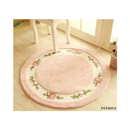 PAYSOTA Sweet Flower Carpet Korean Style Soft Circular Computer Chair Rug Cushion Blanket Living Room Bedroom Mat