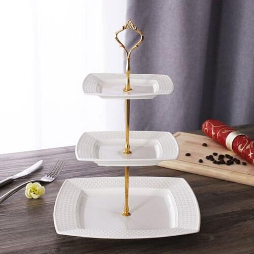 Modern Style Elegant Engraving Bone China Dessert & Fruit Plates Stand (3 Layers) for Wedding Party / Buffet
