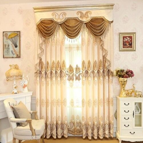 European Classical Chenille Curtain High-end Water-soluble Embroidered Curtains for Living Room Bedroom Home Decoration Custom