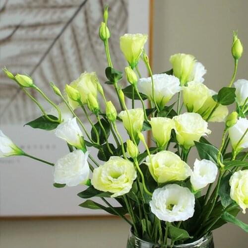 NEW Eiffel eustoma gentian flower branch with leaf silk artificial flowers for home table decor Christmas fall decorations