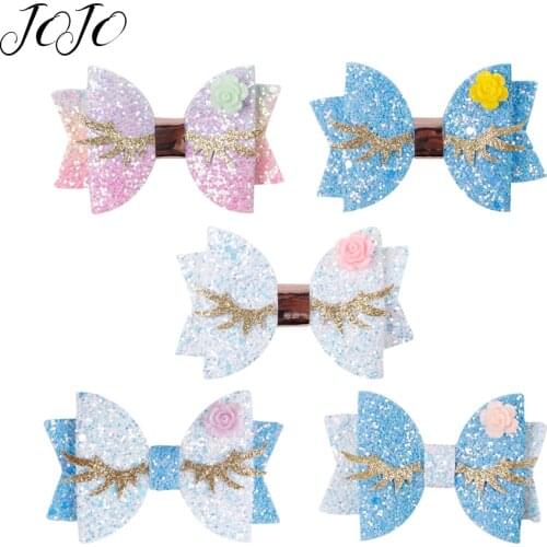 JOJO BOWS 1pc DIY Craft Supplies Sparkly Chunky Glitter Bows For Crafts Mermaid Flower Girl Hair Clip Headwear Hair Accessories