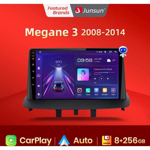 Junsun V1 Car Radio Multimedia Player For Renault Megane 3 2008 - 2014 Android10.0 AI Voice Control Video Navigation GPS 2Din