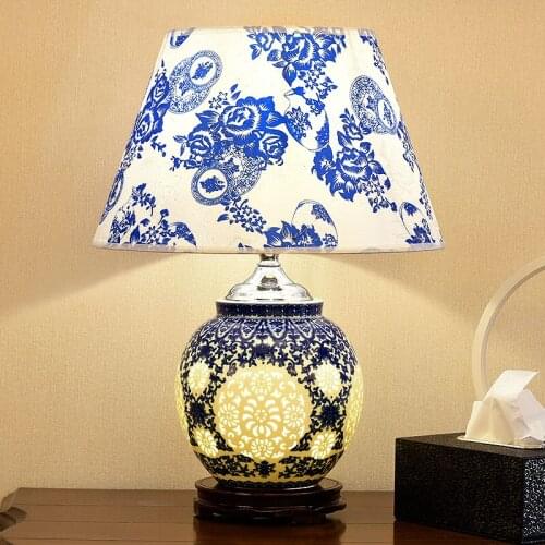 Ceramic table lamp bedroom bedside lamp living room large table lamp creative retro Chinese wind network red table lamp
