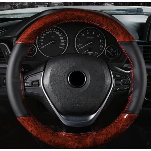 Car Steering Wheel Cover 3 piece steer wheel wooden Leather Braid With Needles Thread for Mercedes Benz 95-99 W210 Chrysler etc