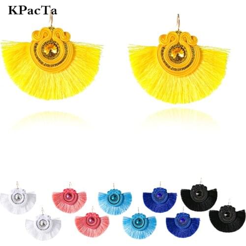 KPACTA Creative Design Ethnic Style Leather Drop Earring Fashion Jewelry For Women Soutache Handmade Weaving Big Hanging Earring