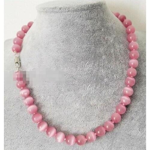 Beautiful 10 mm Natural Pink Opal Round Beads Necklace 18" 36"AAA