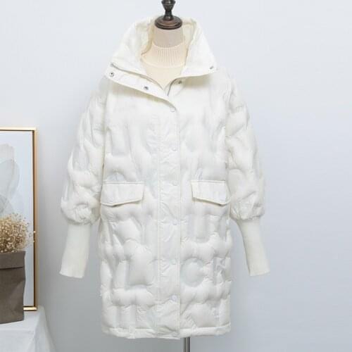 Fashion Women Jacket White Green Pink Elastic Cuffs Winter Coat 90% White duck down Waterproof Casual Outdoor Female Long Parker
