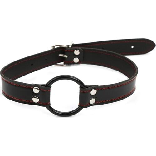 Sex game Circle ABS material circle mouth gag inner diameter 4 cm plug wire diameter 5 mm leather total length 58 cm