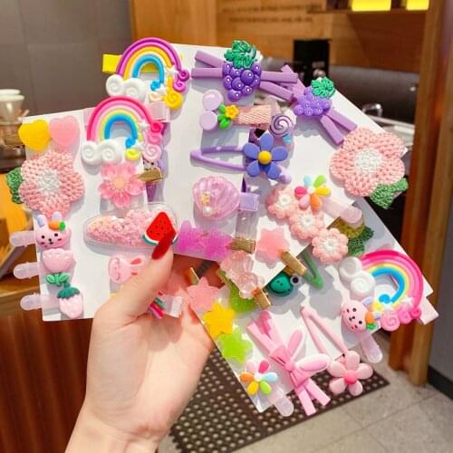 Ms children 20 PCS/sets of flowers fruit BB lovely catch clip hair bang broken hair back clip hairpin headdress