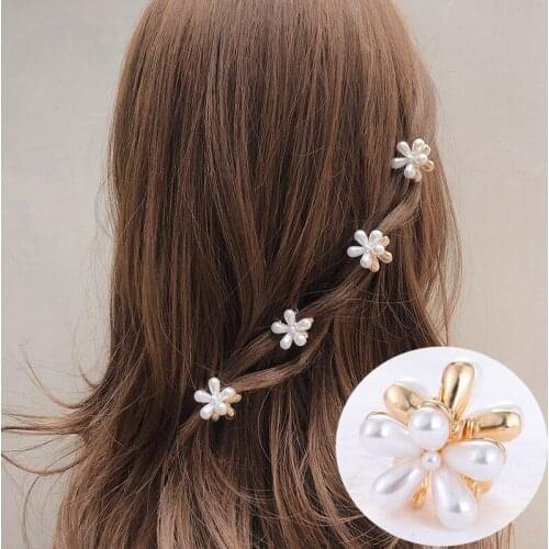 Mini Hair Crab Flower Tiny Pearl Clamps Hairpin Decoration Mini Crab Hair Clips For Girls
