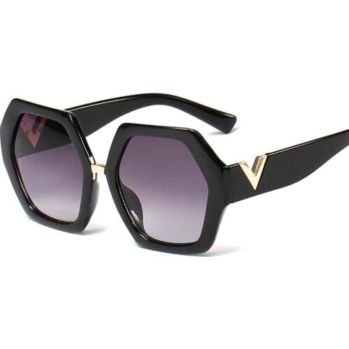 Polygonal Gradient Sunglasses Women 2019 Luxury Brand Hexagon Black Men Sun Glasses Personality Ladies Chic 90s Eyewears UV400