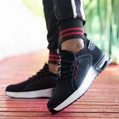 ZEEKSON Black Low-top Casual Mens Shoes Fashion Trend Mesh Breathable Work Safety Shoes Air Cushion Light Unisex Walking Shoes