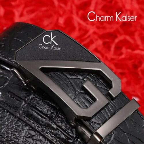 Men CalacmKlelm crocodile grain belt leather young people leisure joker belts