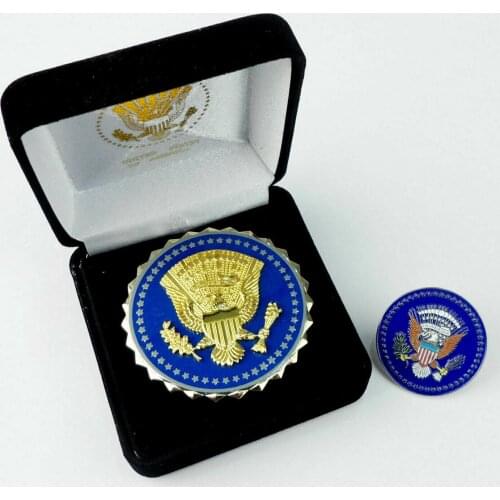 SET Us Presidential Service President Identification Metal Badge And Mini Pin formal dress MILITARY INSIGNIA BROOCHES