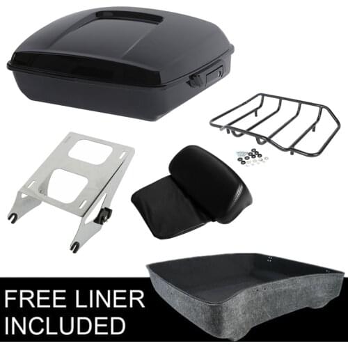 Motorcycle Chopped Pack Trunk W/Razor Backrest & Rack For Harley Tour Pak Touring Road Glide Electra Glide Road King 2014-2020
