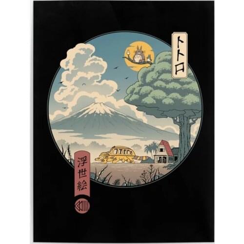 Wall Art Japan Retro Landscape Canvas Painting HD Printed Home Decor Neighbors Ukiyo E Posters Modular Pictures For Living Room