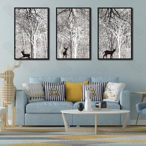Deer tree simple wallpaper wallpaper mural wall covering art poster sofa background simple bedroom bedside painting creative