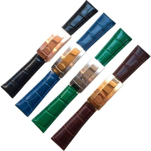 19mm/20mm New Watchbands Bracelet For Rolex Daytona Submariner Watch Men Deployant Clasp Strap Genuine Leather Watch Band Belt