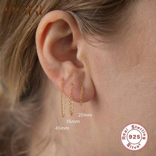 ROXI 3Pcs/Set Minimalism Long Chain Stud Earrings for Women Girls Piercings Earrings 925 Sterling Silver Pendientes Plata 925