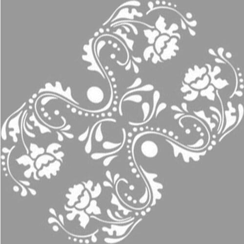 Complex Tulip Damask-2 Stencil Design, Painting Template 30x30 Cm, Walls, Tiles, furniture For Easy and Practical Pattern Application