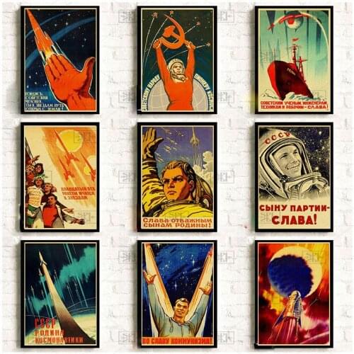 Vintage Russian Propaganda Poster The Space Race Retro Ussr Cccp Posters and Prints Canvas Paper Wall Art Home Room Decor A524