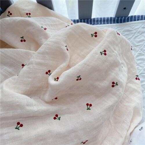 Cherry Lemon Printed Muslin Baby Blanket Pure Cotton Gauze Newborn Swaddle Blankets for Babies Swaddling Wrap Bed Cover Sheet