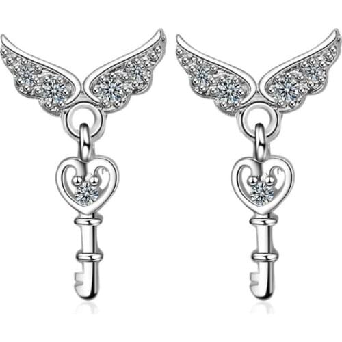 New Angel Wings Key Dangle Earrings Personality Trend Creative Pendientes Jewelry Boucle D'oreille SAE101
