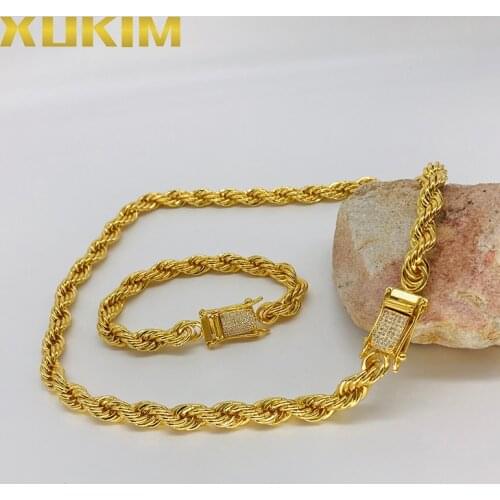 Xukim Jewelry Cordell Chain kejsarlänk kejsarlank 7mm Diamond button Gold Box Clasp Angel Chain Figora Chain Rope Chain X01